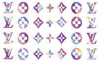 Load image into Gallery viewer, Holographic designer inspired Decals (LV symbols)