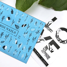 Load image into Gallery viewer, IBDI NAILS - AIR  slider 162 - black and White leaves &amp; Stems