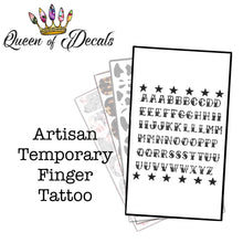 Load image into Gallery viewer, Artisan Hand &amp; Finger Tattoos - RETRO FONT &amp; Stars