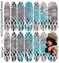 Load image into Gallery viewer, Greige &amp; Blue Snake NAIL WRAP