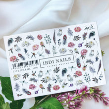 Load image into Gallery viewer, IBDI NAILS slider - COLORFUL 106 - Feathers, Florals, &amp; Fluttering