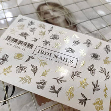 Load image into Gallery viewer, IBDI NAILS slider - AIR FOIL 13 - Gold &amp; Black Floral Sketches