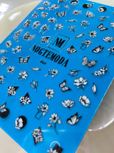 Load image into Gallery viewer, NOGTEMODA Nail stickers 044 - Black and White Florals &amp; Butterflies