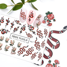 Load image into Gallery viewer, IBDI NAILS slider - 467 - Floral &amp; Stripe Snakes