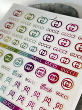 Load image into Gallery viewer, RAINBOW METALLIC Logo Nail Art Stickers Snake GG