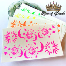 Load image into Gallery viewer, Neon/Day GLO Sun &amp; Moon decal
