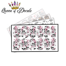 Load image into Gallery viewer, Skulls and pink flowers