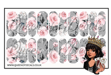 Load image into Gallery viewer, Grey with Pink Roses NAIL WRAP