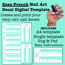Load image into Gallery viewer, DEEP FRENCH Nail Art Decal Template DIGITAL FILE - Create your own nail decals