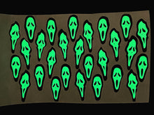 Load image into Gallery viewer, Black &amp; Glow in the dark Scream mask nail vinyl stickers