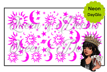 Load image into Gallery viewer, Neon/Day GLO Sun &amp; Moon decal