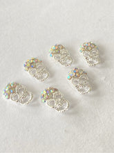 Load image into Gallery viewer, Silver and Crystal AB Skull charms (x2)