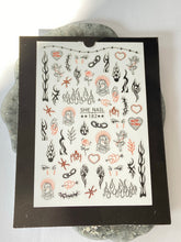 Load image into Gallery viewer, FLAMES &amp; CHAINS aesthetic sketches Nail Art stickers