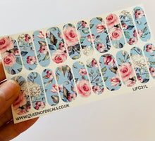 Load image into Gallery viewer, Blue &amp; Pink Roses NAIL WRAP