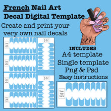 Load image into Gallery viewer, FRENCH Nail Art Decal Template DIGITAL FILE - Create your own nail decals