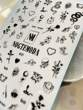 Load image into Gallery viewer, NOGTEMODA Nail stickers 025 - Black Retro Tattoo Sketchy Vibes