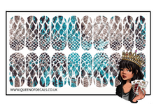 Load image into Gallery viewer, Greige &amp; Blue Snake NAIL WRAP