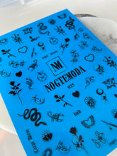 Load image into Gallery viewer, NOGTEMODA Nail stickers 025 - Black Retro Tattoo Sketchy Vibes