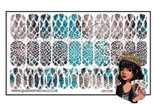 Load image into Gallery viewer, Greige &amp; Blue Snake NAIL WRAP