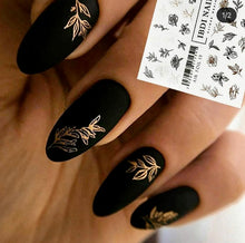 Load image into Gallery viewer, IBDI NAILS slider - AIR FOIL 13 - Gold &amp; Black Floral Sketches