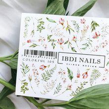 Load image into Gallery viewer, IBDI NAILS slider - COLORFUL 105 - Woodland Florals