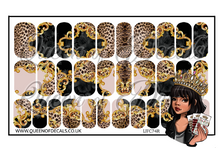 Load image into Gallery viewer, Black &amp; Gold Brocade NAIL WRAP
