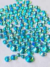 Load image into Gallery viewer, Aqua AB Crystal Nail Gems (mixed sizes x145)