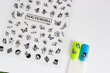 Load image into Gallery viewer, NOGTEMODA Nail stickers 044 - Black and White Florals &amp; Butterflies