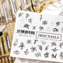 Load image into Gallery viewer, IBDI NAILS slider - AIR FOIL 13 - Gold &amp; Black Floral Sketches