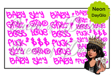 Load image into Gallery viewer, Graffiti style words decal Neon/Day GLO