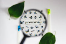 Load image into Gallery viewer, NOGTEMODA Nail stickers 044 - Black and White Florals &amp; Butterflies