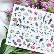 Load image into Gallery viewer, IBDI NAILS slider - COLORFUL 106 - Feathers, Florals, &amp; Fluttering