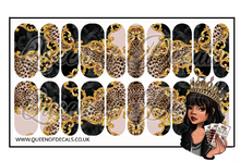 Load image into Gallery viewer, Black &amp; Gold Brocade NAIL WRAP