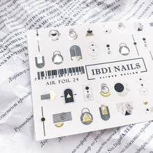 Load image into Gallery viewer, IBDI NAILS slider AIR FOIL 24 - Black &amp; Gold Geo