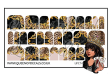 Load image into Gallery viewer, Black &amp; Gold Brocade NAIL WRAP