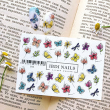 Load image into Gallery viewer, IBDI NAILS slider - COLORFUL 543 - Colourful Floral and Butterfly Sketches