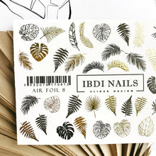 Load image into Gallery viewer, IBDI NAILS slider AIR FOIL 8 - Gold &amp; Black Leaves