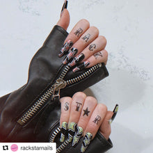 Load image into Gallery viewer, Artisan Hand &amp; Finger Tattoos - RETRO FONT &amp; Stars
