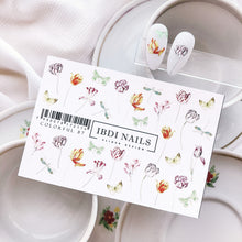 Load image into Gallery viewer, IBDI NAILS slider - COLORFUL 87 - Floral Stems &amp; Butterflies