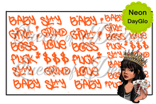 Load image into Gallery viewer, Graffiti style words decal Neon/Day GLO