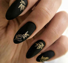 Load image into Gallery viewer, IBDI NAILS slider - AIR FOIL 13 - Gold &amp; Black Floral Sketches