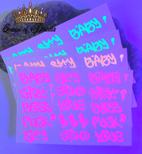 Load image into Gallery viewer, Graffiti style words decal Neon/Day GLO