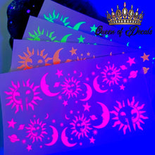 Load image into Gallery viewer, Neon/Day GLO Sun &amp; Moon decal