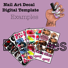 Load image into Gallery viewer, FULL COVER Nail Art Decal Template DIGITAL FILE - Create your own nail decals