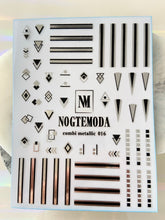 Load image into Gallery viewer, COMBI METALLIC 016 Silver and Black Geo and stripes