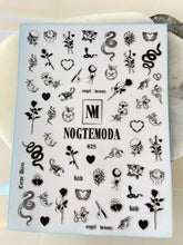 Load image into Gallery viewer, NOGTEMODA Nail stickers 025 - Black Retro Tattoo Sketchy Vibes