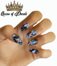 Load image into Gallery viewer, Navy Paisley &amp; Chains NAIL WRAP