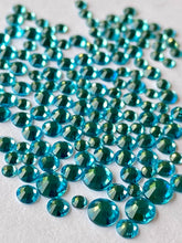Load image into Gallery viewer, Aqua Crystal Nail Gems (mixed sizes x145)