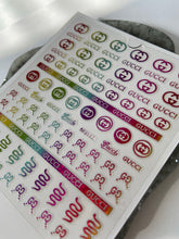 Load image into Gallery viewer, RAINBOW METALLIC Logo Nail Art Stickers Snake GG