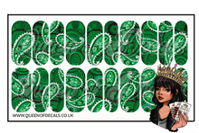 Load image into Gallery viewer, Green Bandana NAIL WRAP